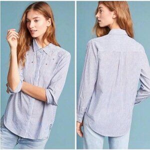 Rails Florence Stripe Pearled Taylor Shirt Button-down Top Women's Size Small